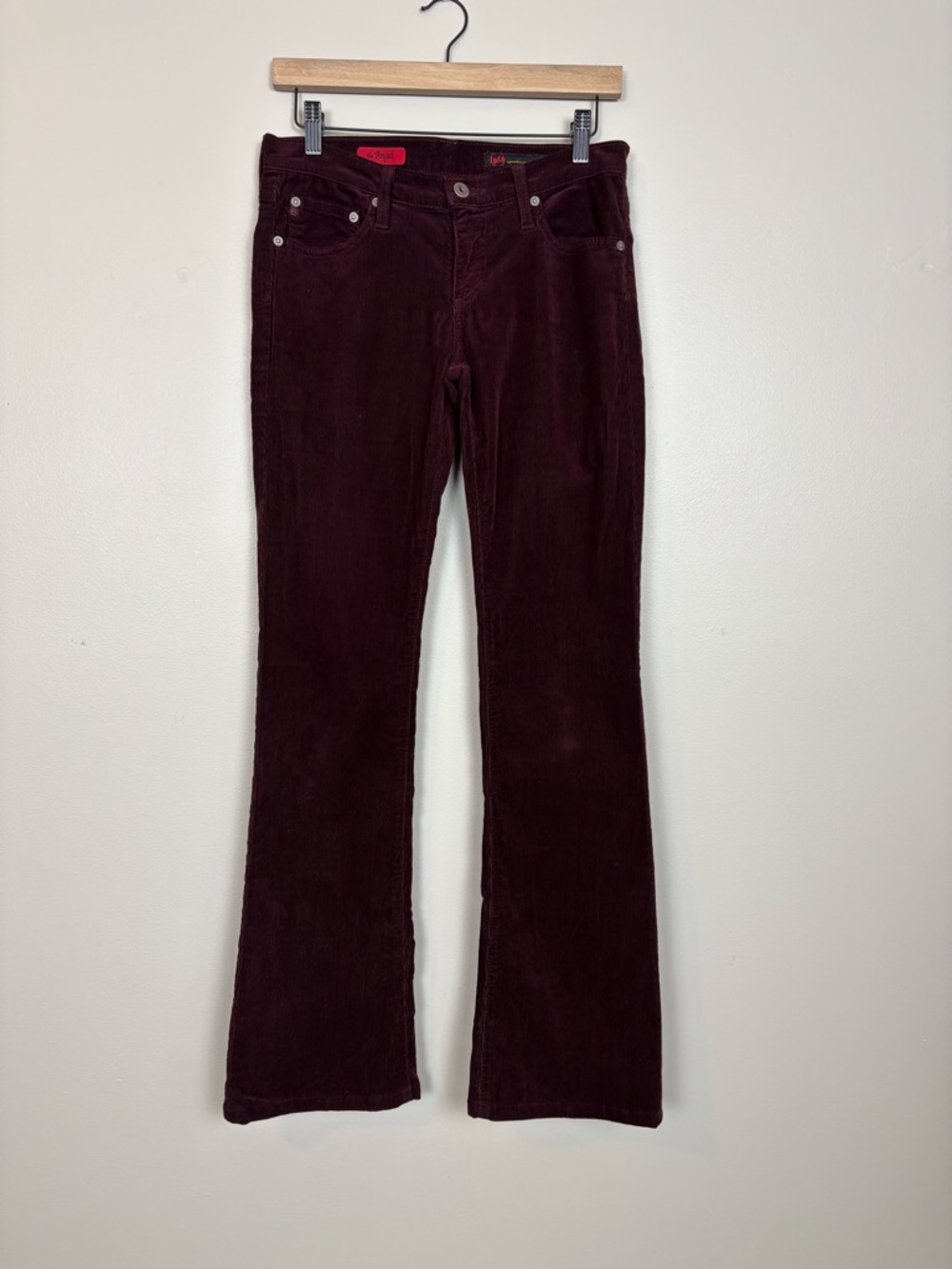 AG Adriano Goldschmied Pants Womens 28R Deep Red The Angel Bootcut Corduroy Low